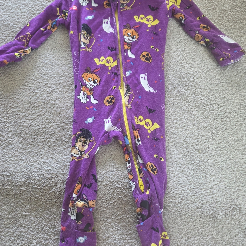 Kids Halloween Themed Purple Footie Pajamas